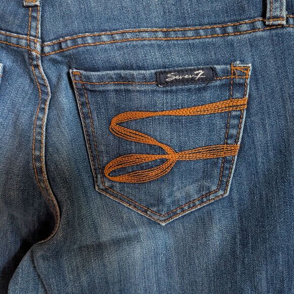 Vintage Y2K Seven7 Jeans Low Rise Flare Denim Dark Wash Preppy Size 4 - Picture 6 of 9